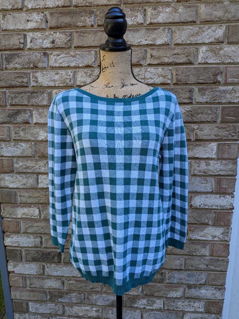 ⭐ NEW NWT Ann Taylor Factory white & green plaid sweater size Medium
